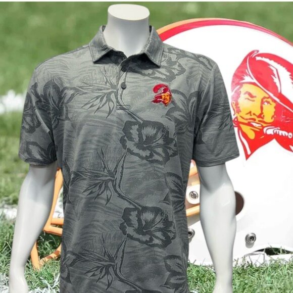 Tommy Bahama Island Zone Tampa Bay Buccaneers Bucco Bruce Tropical Print Polo LG - Picture 1 of 12